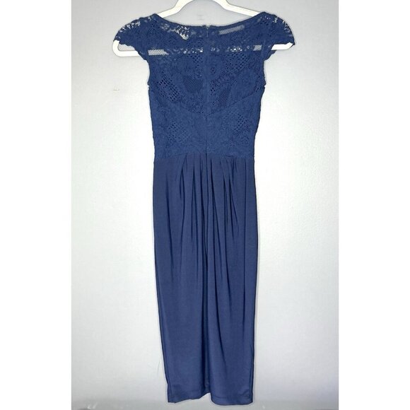 ASOS Lace Bodice The Perfect Wedding Guest Dress Women’s 2 Midi Navy Blue Prom - Picture 5 of 15